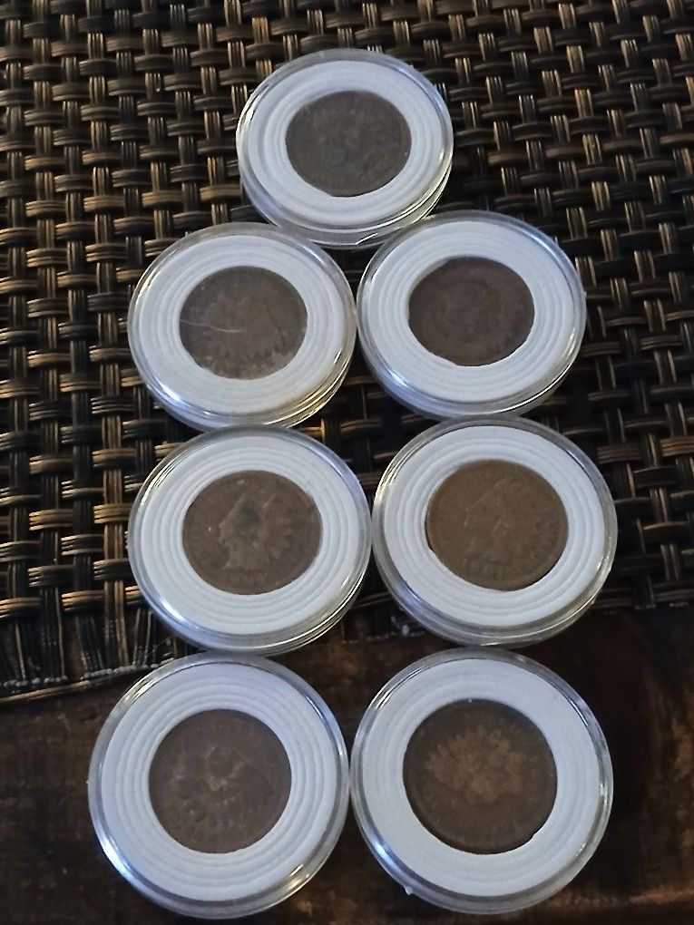 7 INDIAN HEAD PENNIES