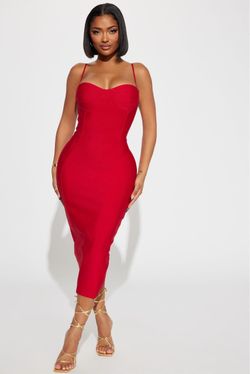 Red Bandage Bodycon Midi Dress