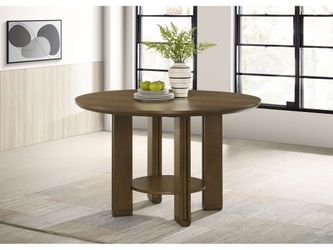 Ottowa Brown 47-inch Round Wood Dining Table with Shelf