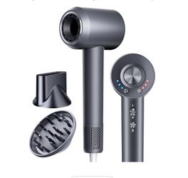 Hair Dryer with Diffuser, Blow Dryer with 160000 RPM Brushless Motor & Negative Ions for Fast Drying, Advanced Heat Control to Prevent Damage, Low-Noi