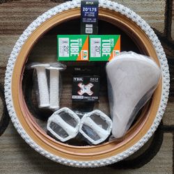 NEW Bicycle Bmx Parts Bundle 20" White Classic