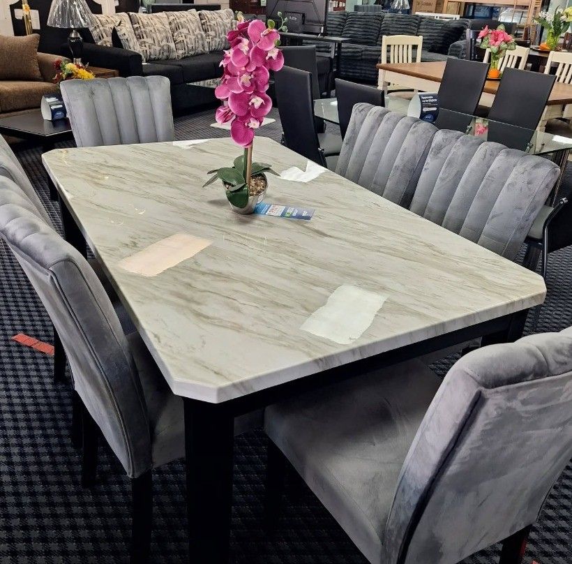 7PC Marble top Dining table set