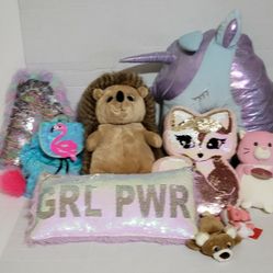 Justice Stuffed Animal Plush/ Backpack/Squishmallows Cat And More Total 9 Items