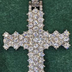 Iced Out Diamond Cross Pendant – Full Pave Setting