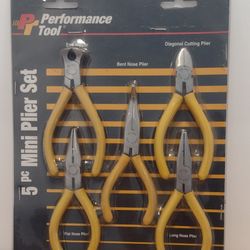 Old Performance Tools 5 piece Mini Plier Set  Asking $40 Or Best Offer 