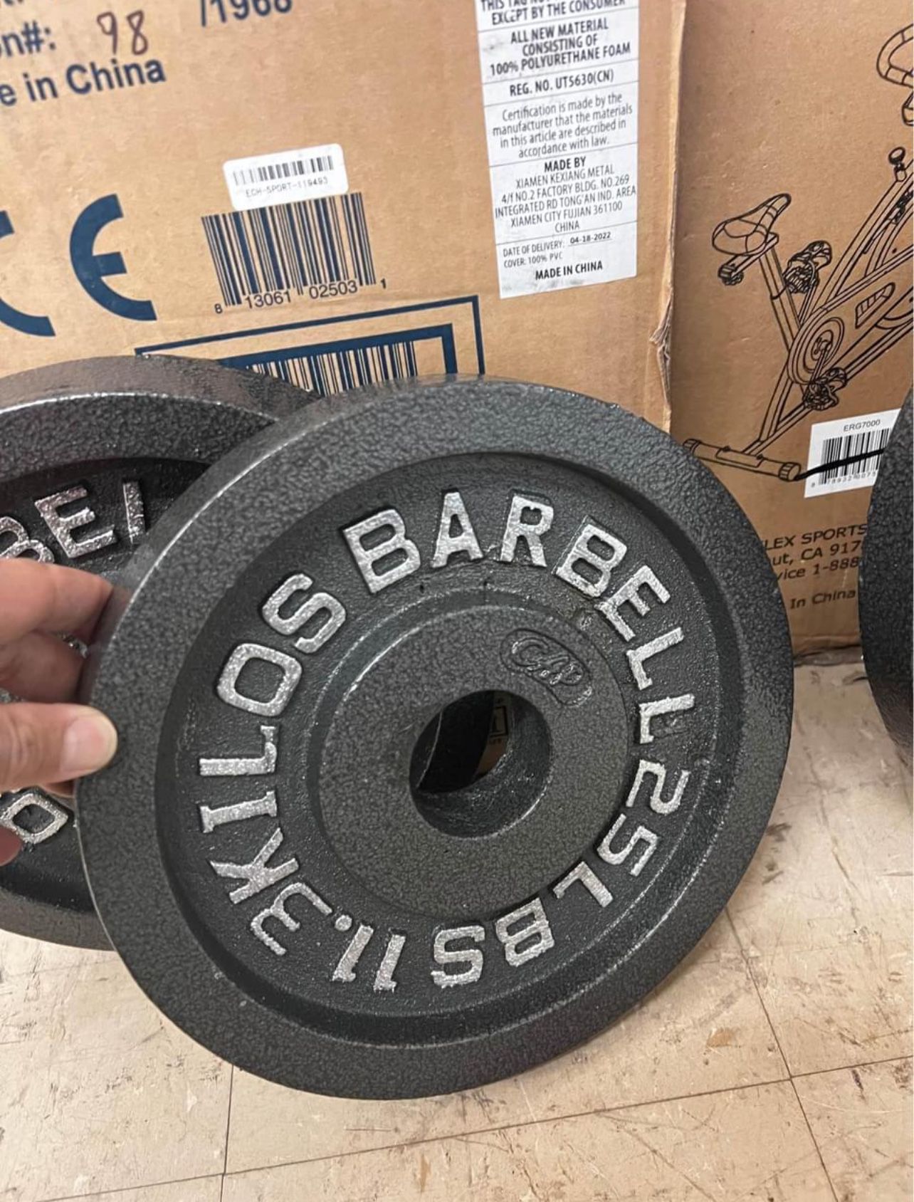 Barbell Gray Olympic Cast Iron Weight Plate, 25 lb
