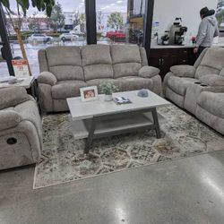 New Reclining Couch / Love Seat.  Grey Fabric.  Free Delivery!