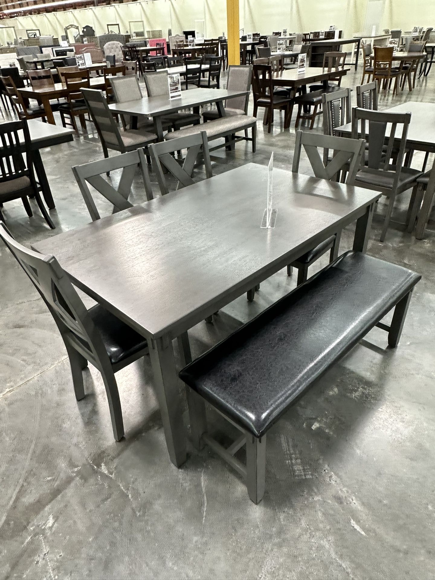 6 Pcs Dining Set Table + 4 Chairs + Bench Color: Espresso. Bonito Conedor De 6 Piezas Color Cafe. 💢 Comedor De 6 Piezas Nuevo En Caja