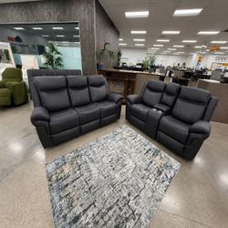 🔥 Leatherette Reclining Sofa & Loveseat Set | Available in Dark Gray & Brown | 🚚 Delivery Available 💳 Financing Available 🔥