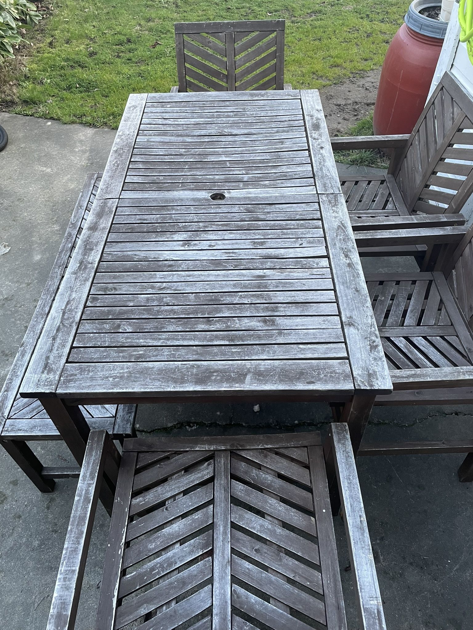 6 Piece Acacia Wood Patio Dining Set