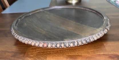 Southern Living wood beaded Lazy Susan tray excellent condition 16 1/2” round 2”high