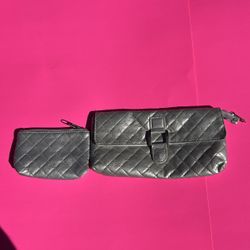 Silver Gray Hand Bag With Coin Bag 