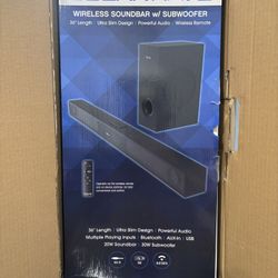 tzumi 2 piece sound bar and subwoofer 