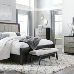 Maretto Brown-Silver LED Panel Bedroom Set

