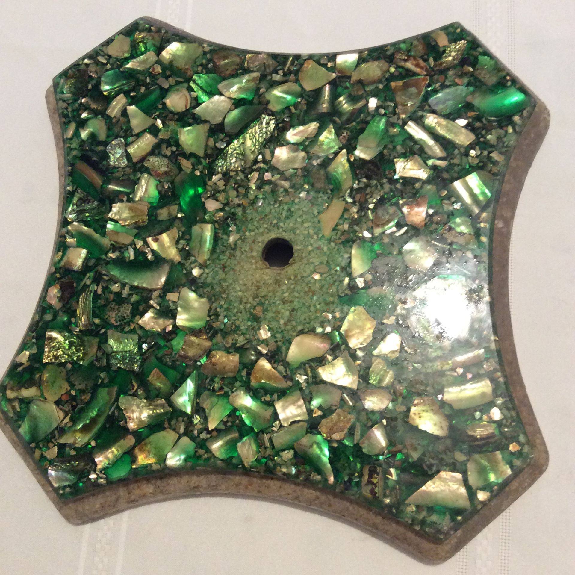 Vintage Original Arturo Pani Table Top,abalone Shell And Polyester Resin