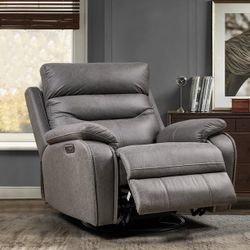 Motor Rocking Recliner Chair for Adults, 240 Degree Swivel Single Sofa Infinite Position with Head Rest for Bedroom