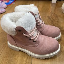 Thereabouts Girls Rodeo Hiking Boots , Pink Lace -  Up Faux Fur 