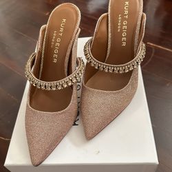 Brand New Kurt Geiger London Shimmer Rose Gold and Jeweled Heels Size 6 (36). 
