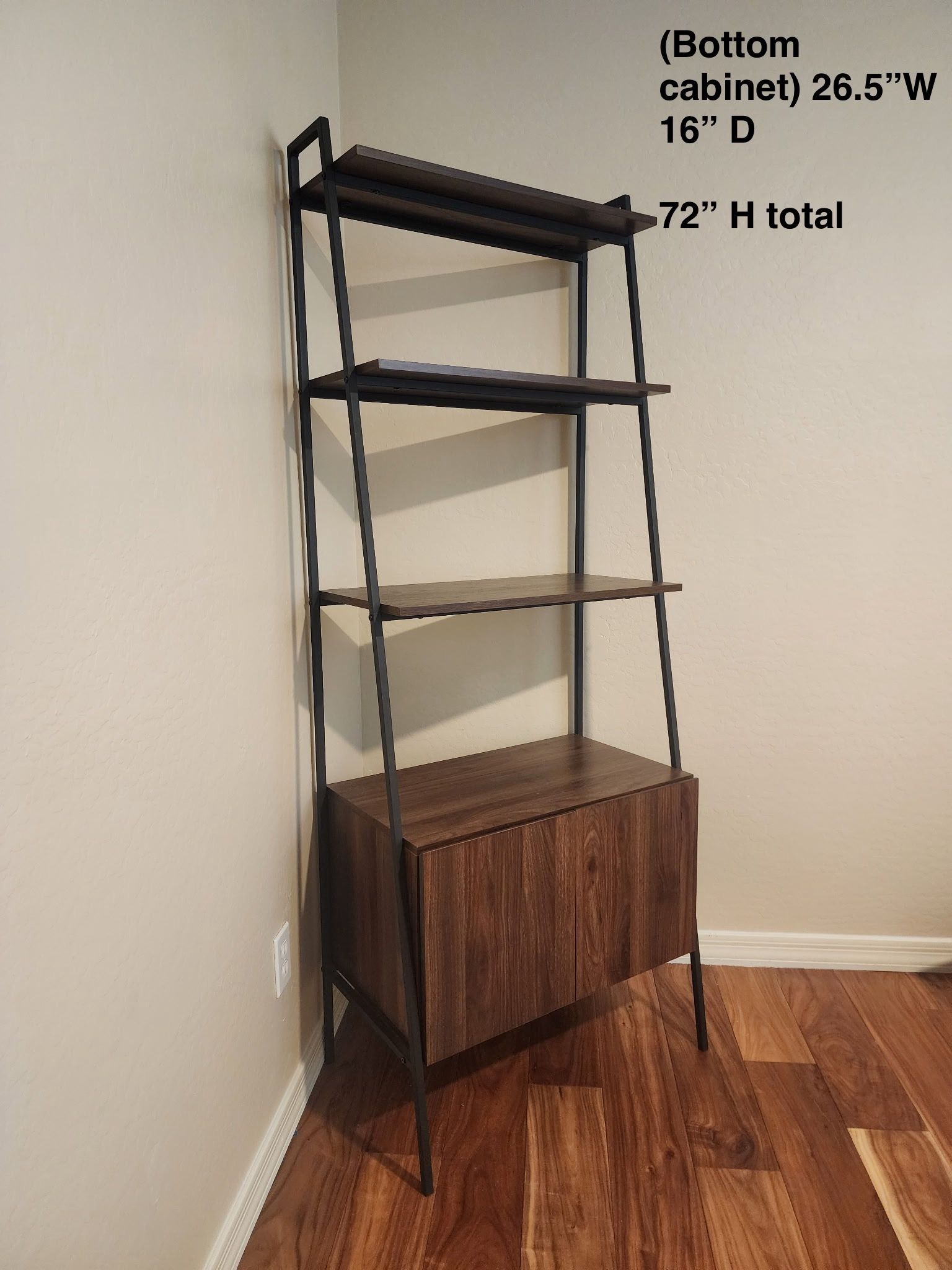 Modern Ladder Bookshelf with Storage Cabinet – 72” Tall