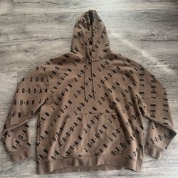 Nike Air Jordan Logo All Over Print Pullover Hoodie Men's XL, Brown Sweatshirt