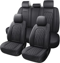 Universal Luxury Full Set Car Seat Covers PU Leather, Black