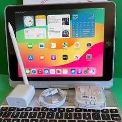 Apple IPad 6th Generation (9.7” Retina / Touch ID / IOS 17) 32GB with keyboard, pen & Accessories (128gb $199) 