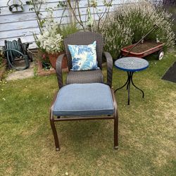 Outdoor Rattan Chair With Ottoman Set Table