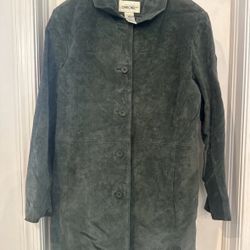 Vintage Cherokee Jacket L Coat 100% Suede Leather Lined Green Western Cowboy