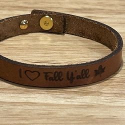 Lowered! New Rustic Cuff Limited Edition (I ❤️ Fall Ya’ll Ya’ll) Leather Bracelet 8-1/2”