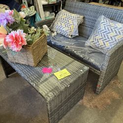 Patio Loveseat And Table Set New  Assembled 