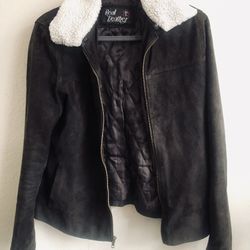 Vintage Real Leather suede sherpa collared jacket ✨