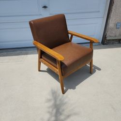 Brown Faux Leather Accent Chair 