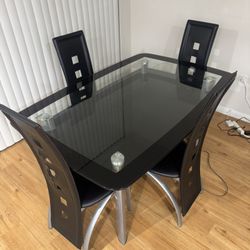 Modern Black Glass Dining Table