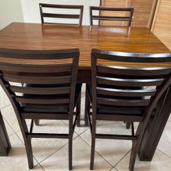 High Top Table And Chairs With Leaf