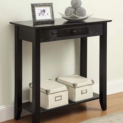 American Heritage 32 in. Black Standard Rectangle Wood Console Table with Drawer