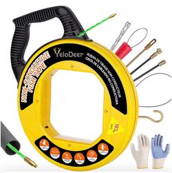 Wire Pulling Tools: The electrical fish tape is made of high-quality PET guide wire, and includes 100 ft x 4.5mm fish tape, 7 adapters wire puller for