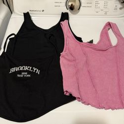 2 Pairs Girls Black  Size 32 Waist Shorts, $ 4 Shirts Medium 