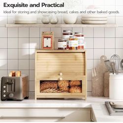Bread Box, Bamboo Bread Box for Kitchen 