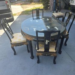 Black Lacquer Mother Of Pearl Table