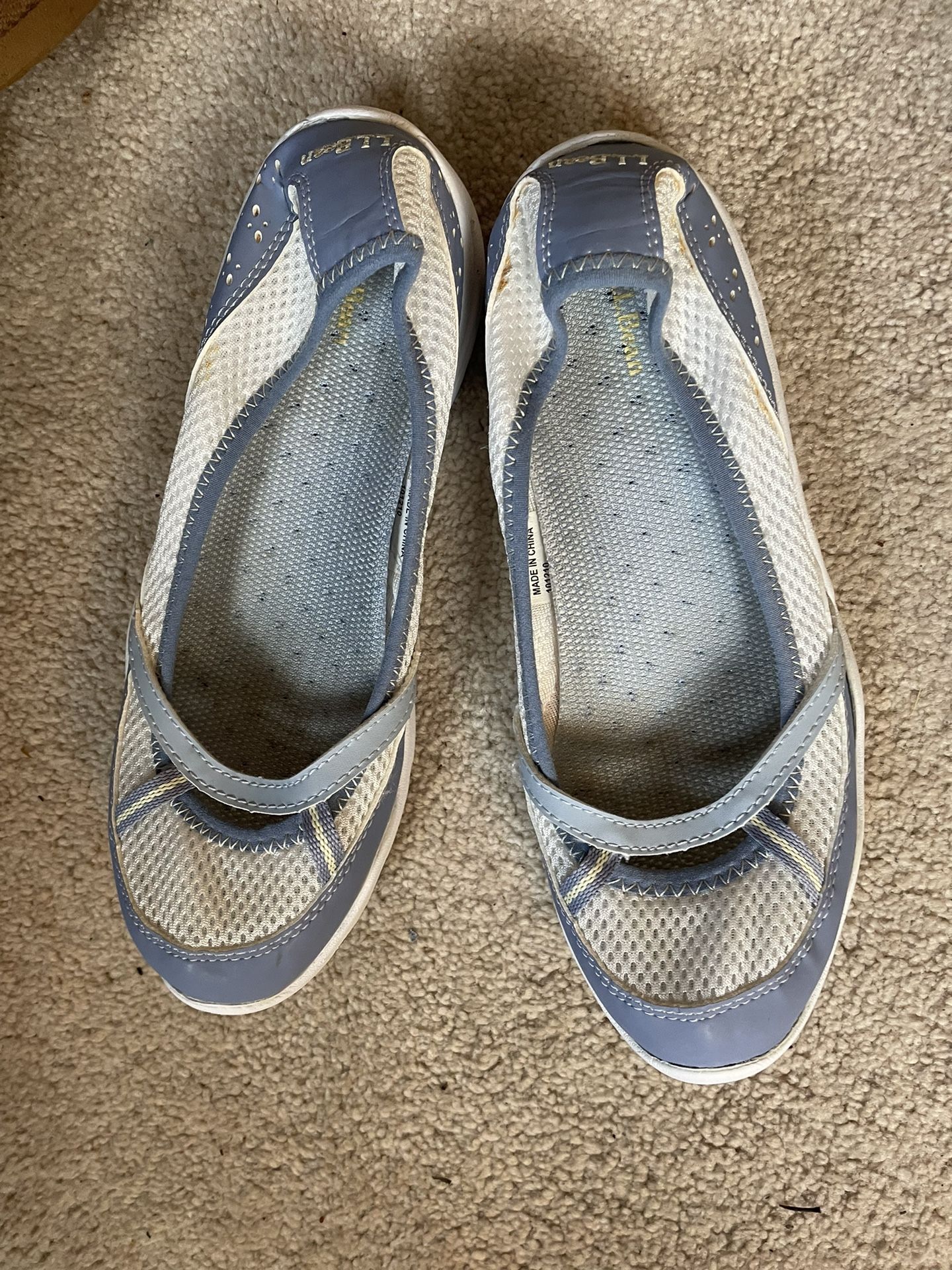 Womens Shoes Lands End White and Blue, Size 6