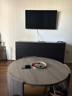 Grey round coffee table