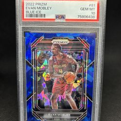2022 Panini Prizm Evan Mobley #81 Blue Cracked Ice /125 PSA 10 Pop 1