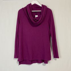 Gibson Look Women’s Fleece Convertible Neck Long Sleeve Pullover Purple Sz S NWT