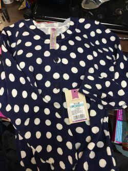 Girls navy and white cotton knit sweater