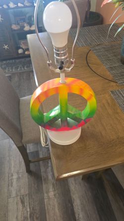 Vintage peace tye dye lamp