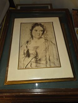 Vintage Titian "Portrait of a Young Woman" Framed Wood Mounted Art Print 8x11