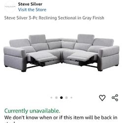 Steve Silver 3-Pc Reclining Sectional in Gray Finish And Chair