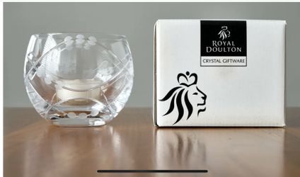 NEW w/ BOX! ROYAL DOULTON Precious Tealight Candle Holder Crystal Votive Holder
