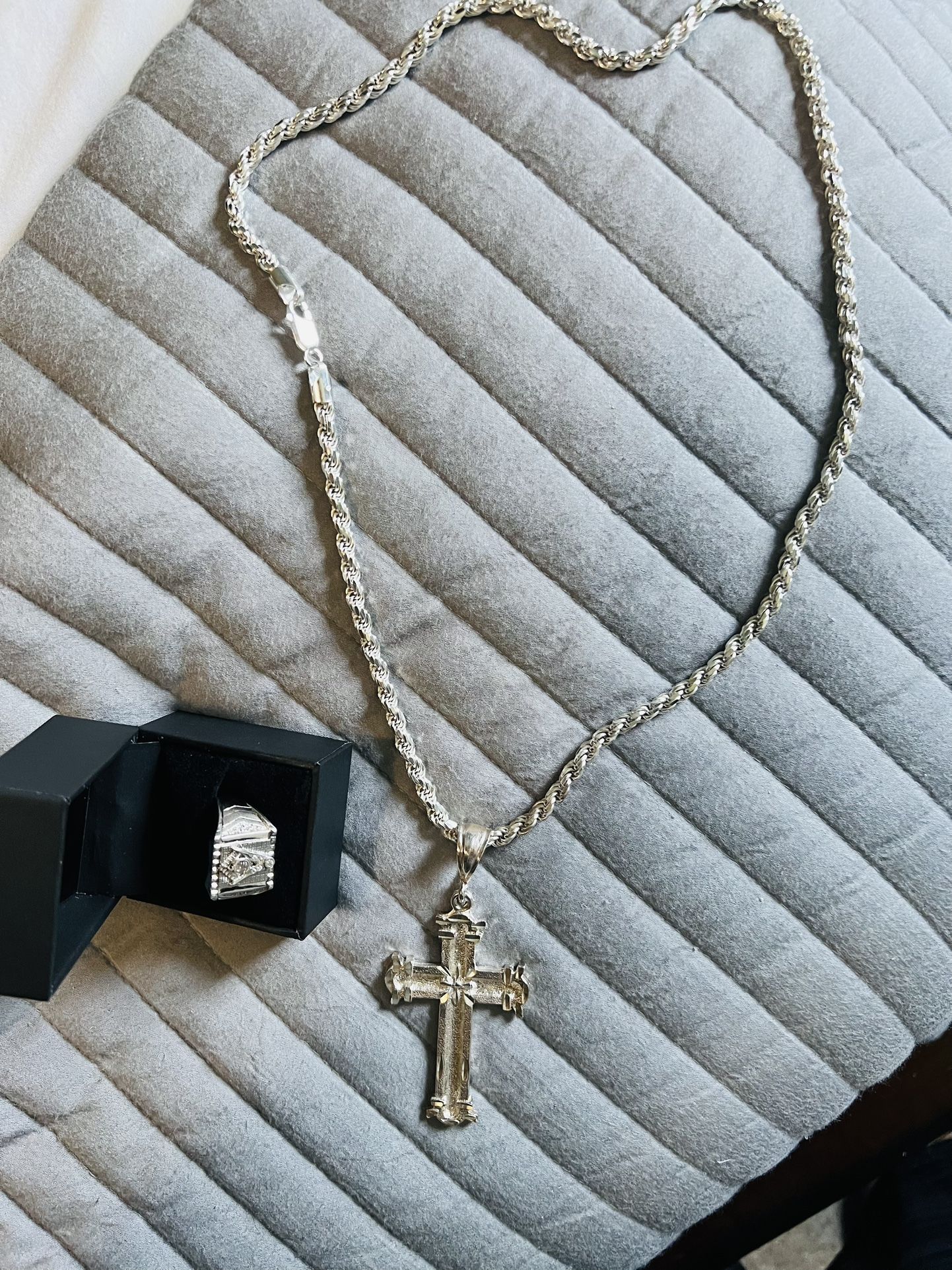 Chain and ring and Christ 925 Silver