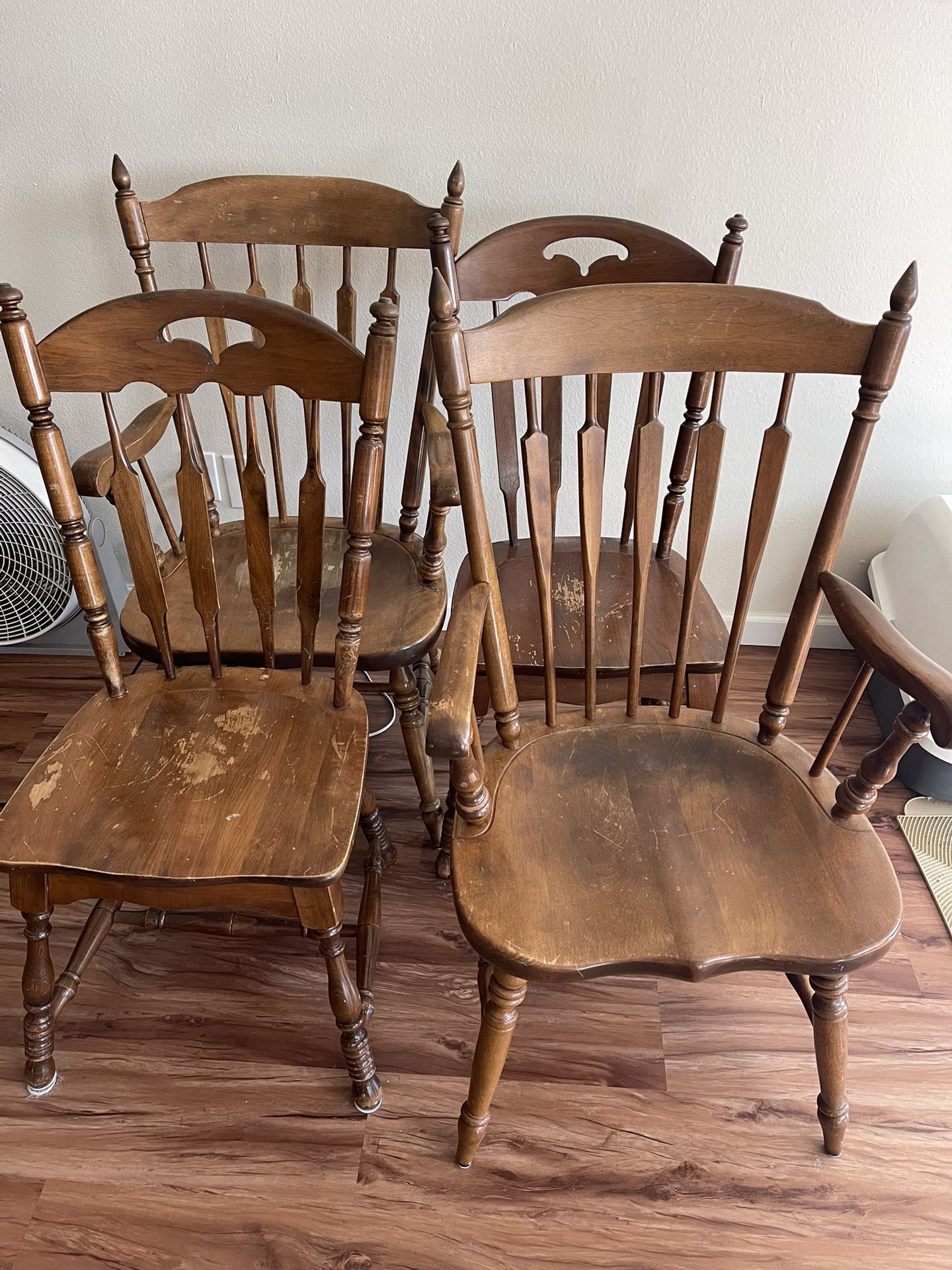 Set Of Four Wooden Chairs